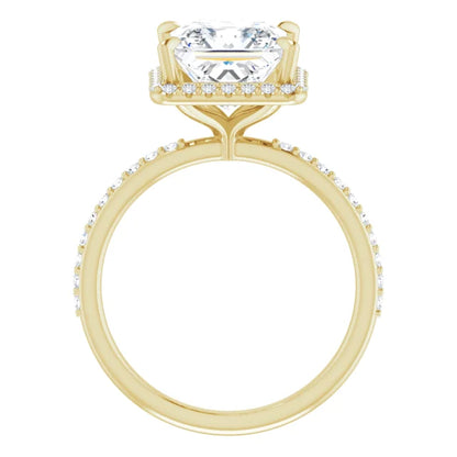 Princess Cut Halo and Pave Engagement Ring