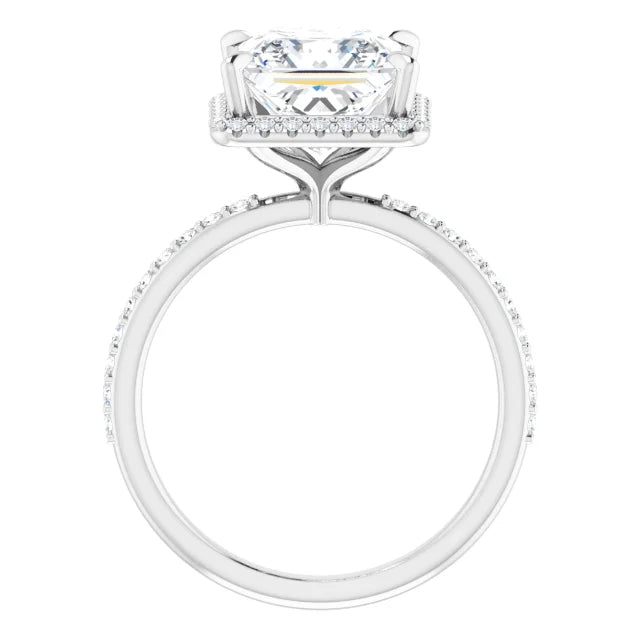 Princess Cut Halo and Pave Engagement Ring