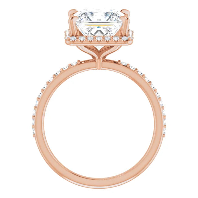 Princess Cut Halo and Pave Engagement Ring