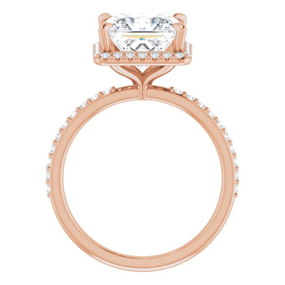 Princess Cut Halo and Pave Engagement Ring