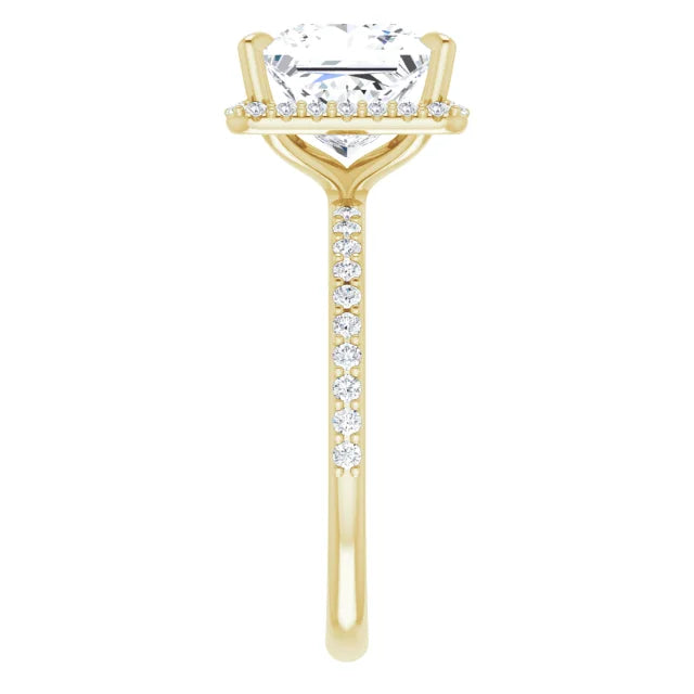 Princess Cut Halo and Pave Engagement Ring