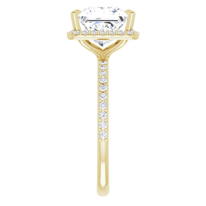 Princess Cut Halo and Pave Engagement Ring