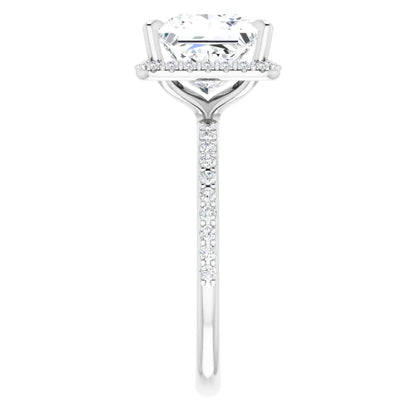 Princess Cut Halo and Pave Engagement Ring