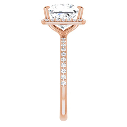 Princess Cut Halo and Pave Engagement Ring