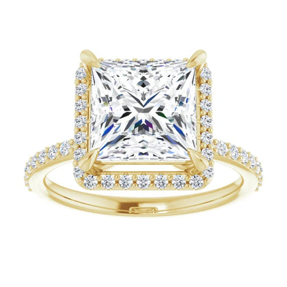 Princess Cut Halo and Pave Engagement Ring