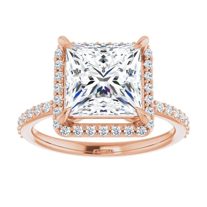 Princess Cut Halo and Pave Engagement Ring