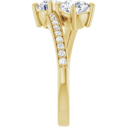 Eternal Bond: Two-Stone Diamond Ring with Pave Accents