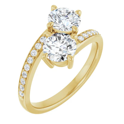 Eternal Bond: Two-Stone Diamond Ring with Pave Accents