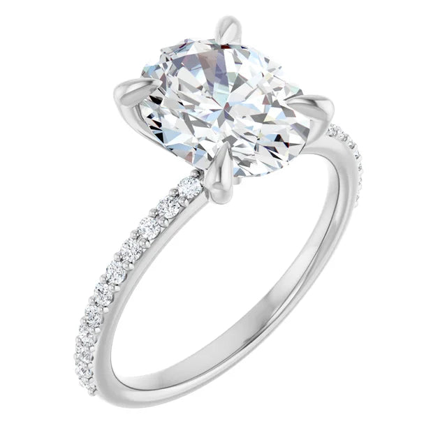 Oval Pave Solitaire Engagement Ring