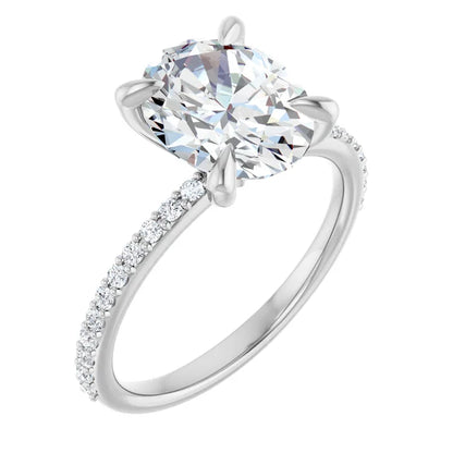 Oval Pave Solitaire Engagement Ring