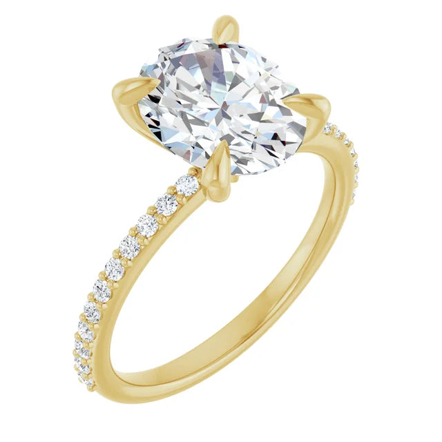 Oval Pave Solitaire Engagement Ring