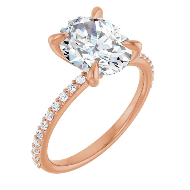 Oval Pave Solitaire Engagement Ring