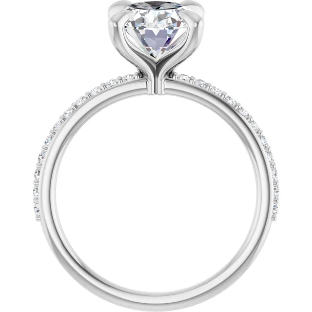 Oval Pave Solitaire Engagement Ring