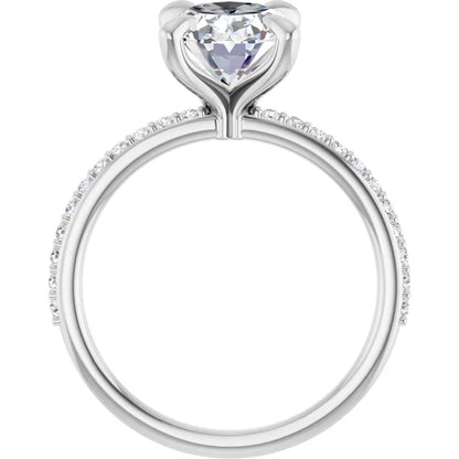 Oval Pave Solitaire Engagement Ring