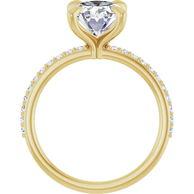 Oval Pave Solitaire Engagement Ring
