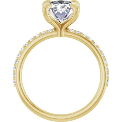 Oval Pave Solitaire Engagement Ring