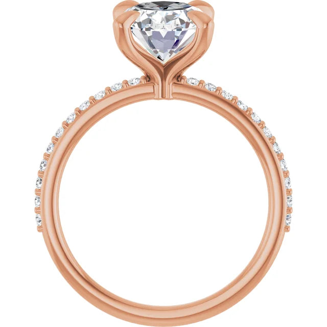 Oval Pave Solitaire Engagement Ring