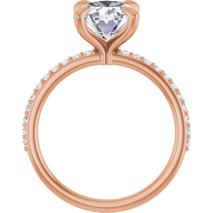 Oval Pave Solitaire Engagement Ring