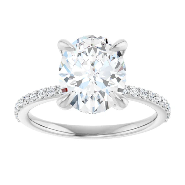 Oval Pave Solitaire Engagement Ring