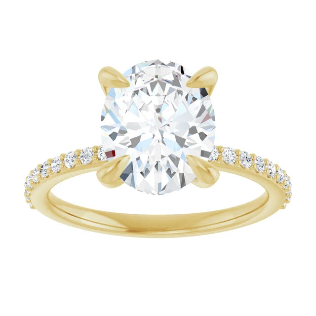 Oval Pave Solitaire Engagement Ring