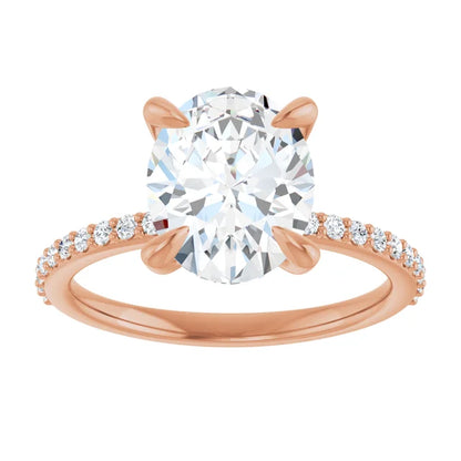 Oval Pave Solitaire Engagement Ring