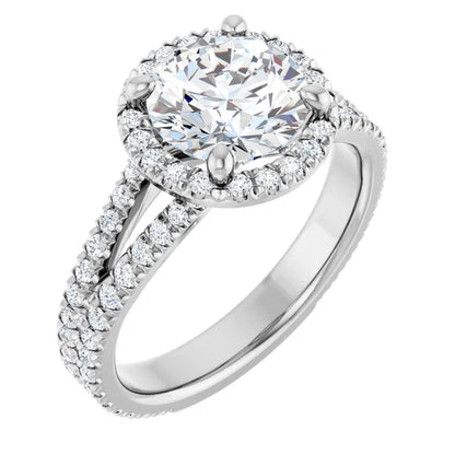 Split Shank Diamond Halo Engagement Ring