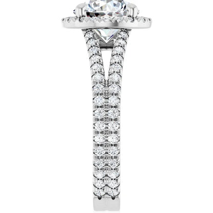 Split Shank Diamond Halo Engagement Ring