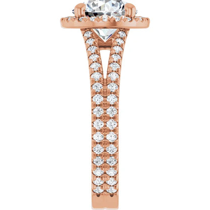 Split Shank Diamond Halo Engagement Ring