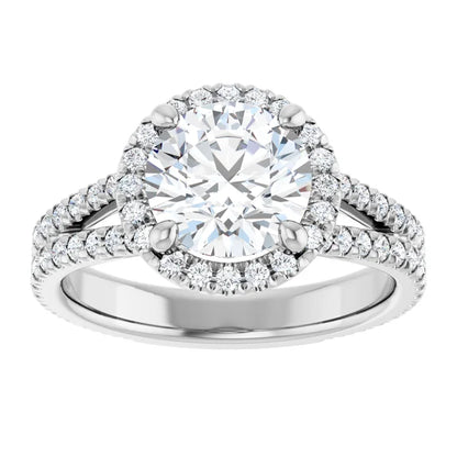 Split Shank Diamond Halo Engagement Ring
