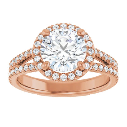 Split Shank Diamond Halo Engagement Ring