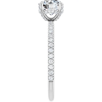 Pave Round & Hidden-Halo Engagement Ring