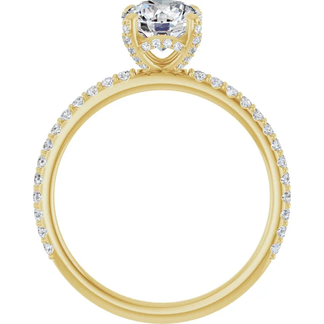 Pave Round & Hidden-Halo Engagement Ring