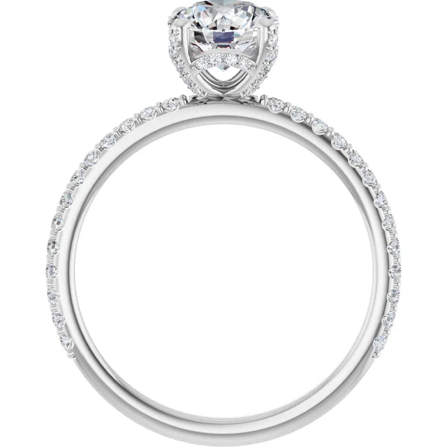 Pave Round & Hidden-Halo Engagement Ring