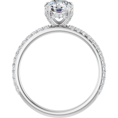 Pave Round & Hidden-Halo Engagement Ring