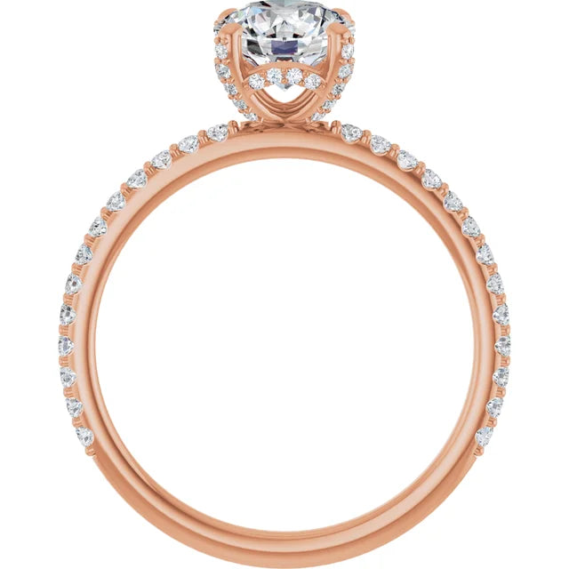Pave Round & Hidden-Halo Engagement Ring