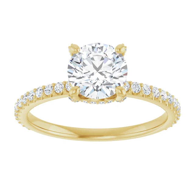Pave Round & Hidden-Halo Engagement Ring