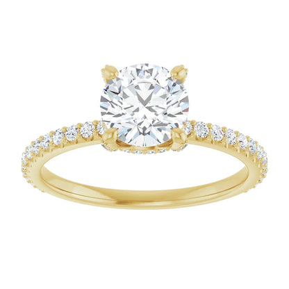 Pave Round & Hidden-Halo Engagement Ring