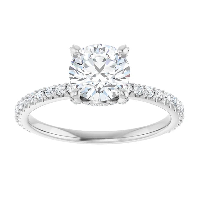 Pave Round & Hidden-Halo Engagement Ring
