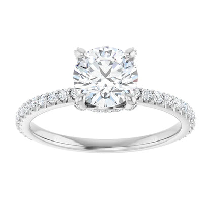 Pave Round & Hidden-Halo Engagement Ring