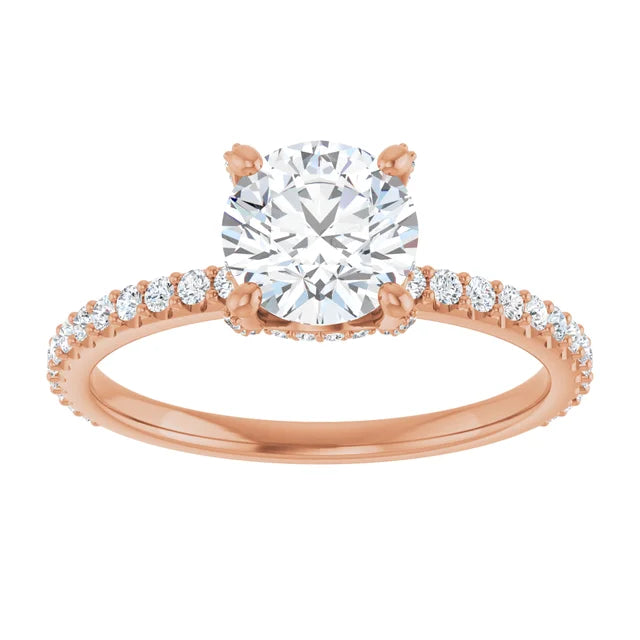 Pave Round & Hidden-Halo Engagement Ring