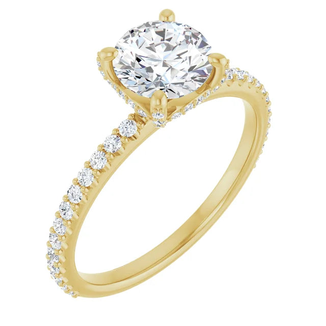 Pave Round & Hidden-Halo Engagement Ring