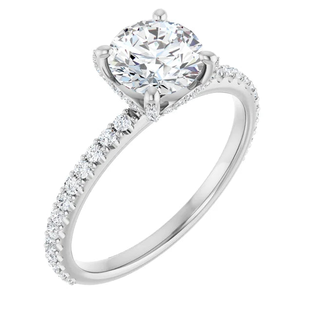Pave Round & Hidden-Halo Engagement Ring