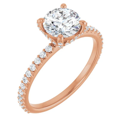 Pave Round & Hidden-Halo Engagement Ring
